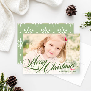 Cartes Pour Fêtes Annuelles Élégant Joyeux Noël Vert Photo Script