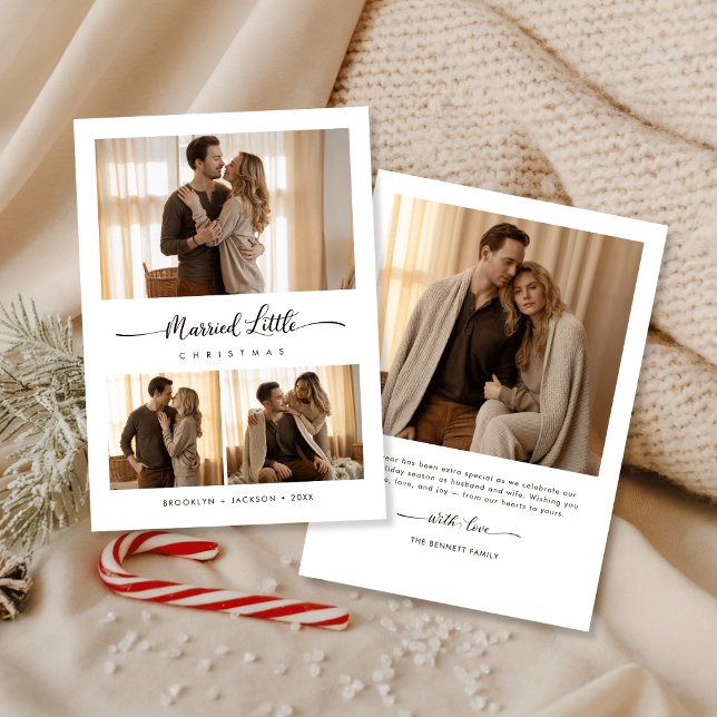 Cartes Pour Fêtes Annuelles Elegant Just Married Little Christmas Photo (Créateur téléchargé)