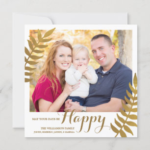 Cartes Pour Fêtes Annuelles Elegant Laurels Happy Photo Moderne   Or