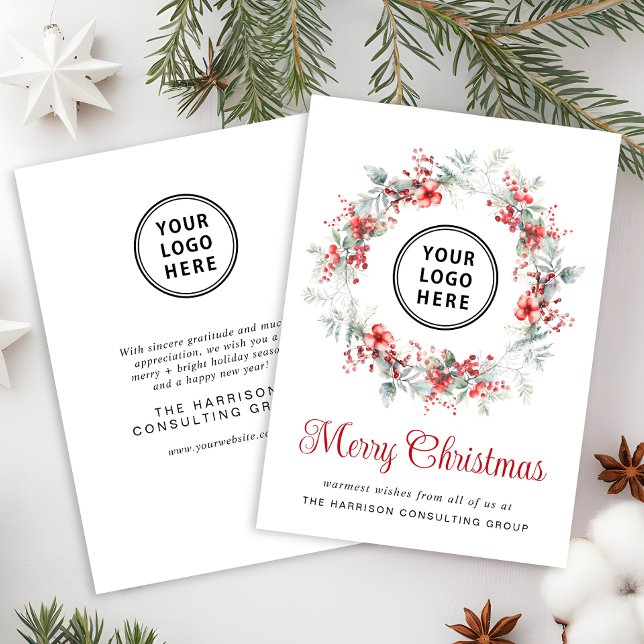 Cartes Pour Fêtes Annuelles Élégant logo d'entreprise Joyeux Noël d'entreprise (Spread the joy of the season and strengthen business relationships with our elegant holiday card)