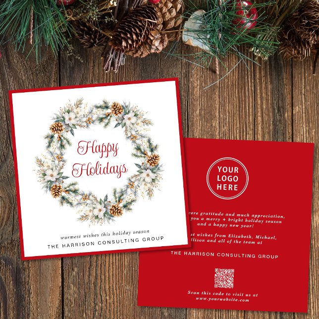 Cartes Pour Fêtes Annuelles Élégant logo d'entreprise QR Code Entreprise Noël (Spread the joy of the season and strengthen business relationships with our elegant holiday card)
