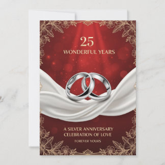 Cartes Pour Fêtes Annuelles Elegant Luxury 25th Wedding Anniversary Card – Sil