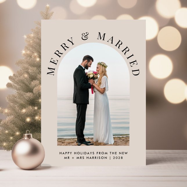 Cartes Pour Fêtes Annuelles Élégant Marié Et Joyeux Arc Photo Noël (A beautiful and unique way to announce your marriage to family and friends this holiday season)