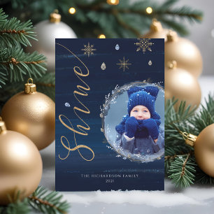 Cartes Pour Fêtes Annuelles Elégant Marine Aquarelle Encre & Bijoux Photo Wrea