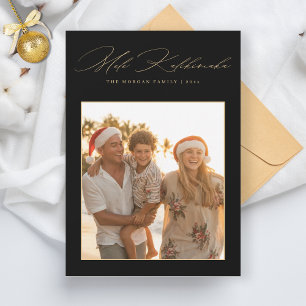 Cartes Pour Fêtes Annuelles Elégant Mele Kalikimaka Black Gold Tropical Photo