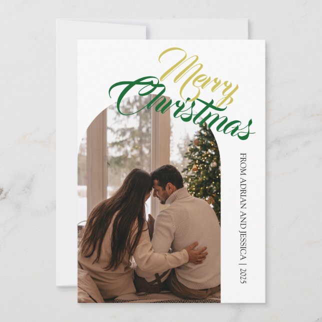 Cartes Pour Fêtes Annuelles Elegant Minimal Christmas | Modern Family 1 Photo (Devant)