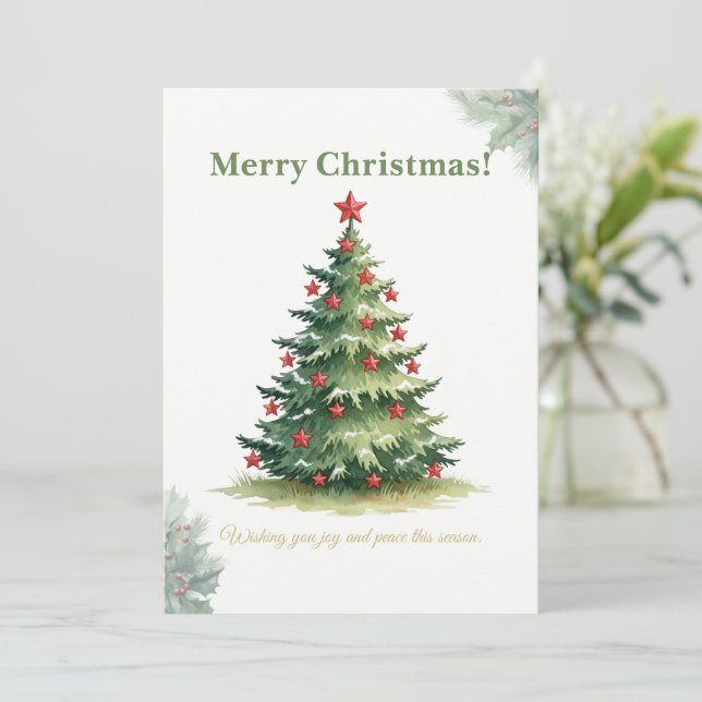 Cartes Pour Fêtes Annuelles Elegant Minimal Christmas Tree Card (Debout devant)