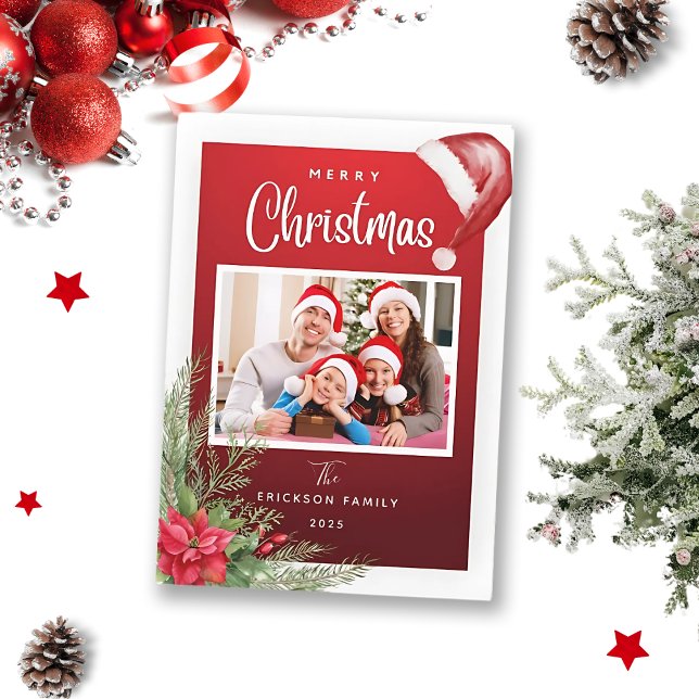 Cartes Pour Fêtes Annuelles Élégant minimal moderne | Photo famille Noël (Créateur téléchargé)