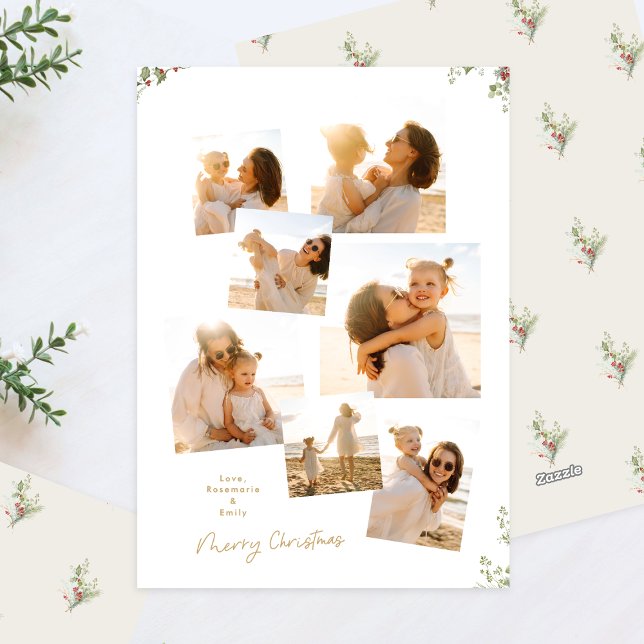 Cartes Pour Fêtes Annuelles Élégant minimal Noël botanique 7 Photos (Créateur téléchargé)