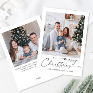 Cartes Pour Fêtes Annuelles Élégant minimaliste 2 PHOTO Salutation de Noël