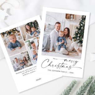Cartes Pour Fêtes Annuelles Élégant minimaliste 5 PHOTO Salutation de Noël