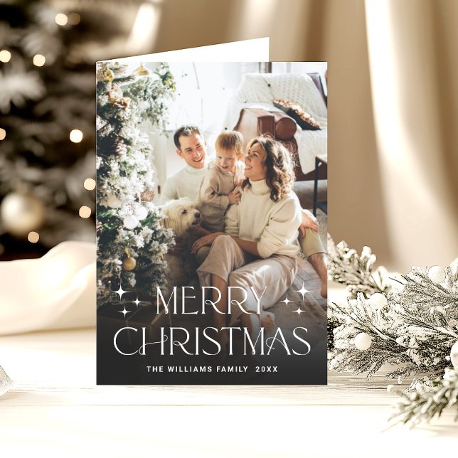 Cartes Pour Fêtes Annuelles Élégant minimaliste Noël 3 Photo Code QR (Créateur téléchargé)