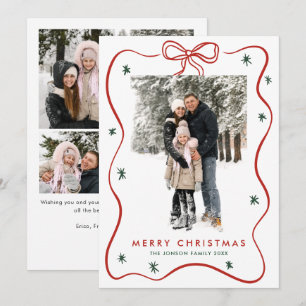 Cartes Pour Fêtes Annuelles Élégant minimaliste Noël Bow Ribbon 5 Photo