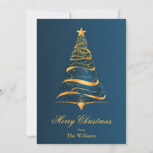 Cartes Pour Fêtes Annuelles Elégant minimaliste or arbre Noël Salutation