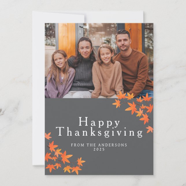 Cartes Pour Fêtes Annuelles Elegant Modern Happy Thanksgiving Autumn Photo (Devant)