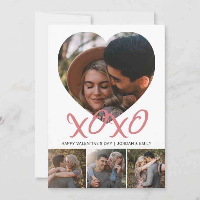 Cartes Pour Fêtes Annuelles Elegant Modern Happy Valentine's Day 4 Photo (Devant)
