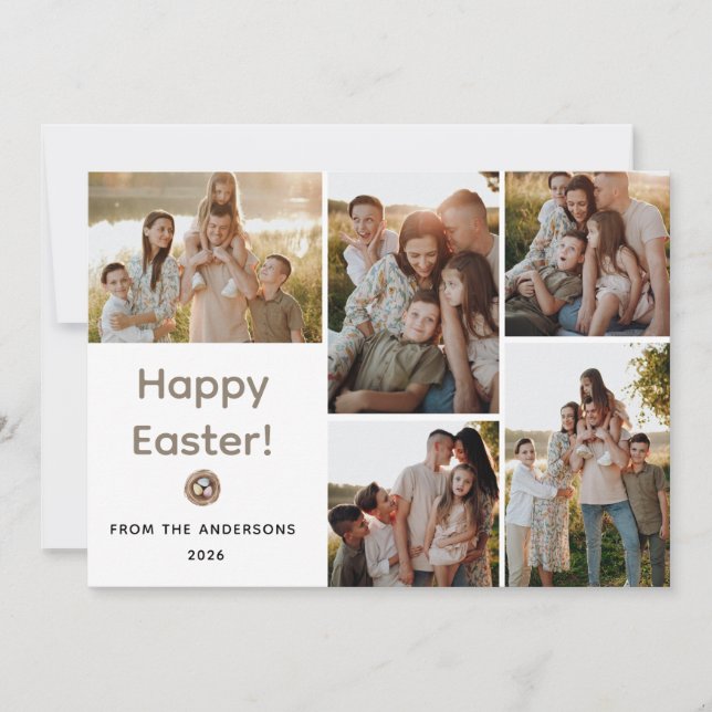 Cartes Pour Fêtes Annuelles Elegant Modern Minimalist Happy Easter 5 Photo (Devant)