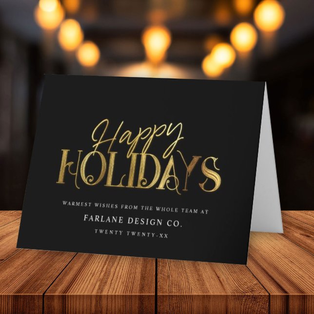 Cartes Pour Fêtes Annuelles Élégant moderne Gold Script Entreprise (Créateur téléchargé)
