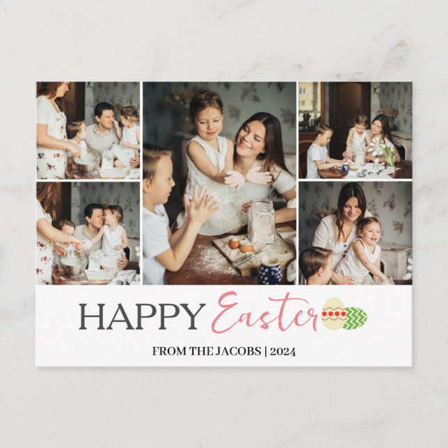 Cartes Pour Fêtes Annuelles Elégant Moderne Joyeux Oeufs de Pâques, famille 5  (Devant)