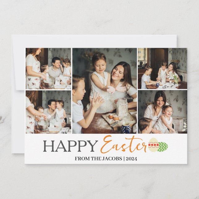 Cartes Pour Fêtes Annuelles Elégant Moderne Joyeux Oeufs de Pâques, famille 5  (Devant)