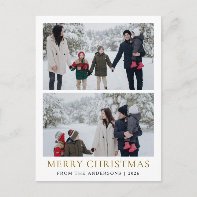 Cartes Pour Fêtes Annuelles Élégant moderne minimaliste Noël Famille 2 Photo (Devant)