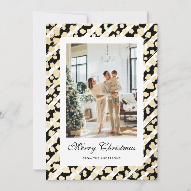 Cartes Pour Fêtes Annuelles Elégant moderne noir blanc photo Joyeux Noël (Devant)