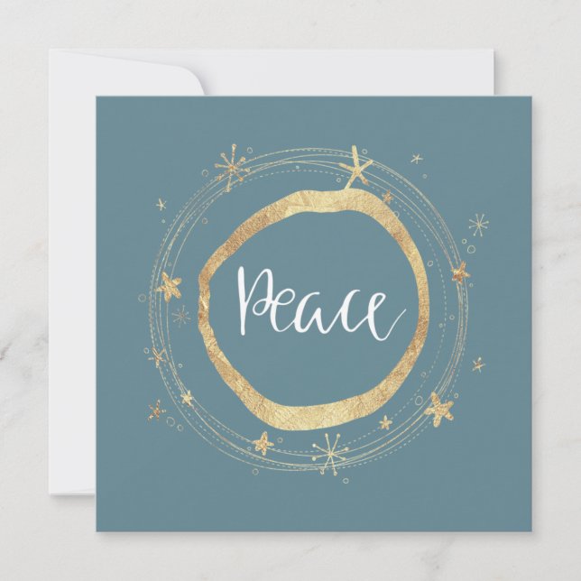 Cartes Pour Fêtes Annuelles Elégant moderne Paix Ice Blue Gold Star (Devant)