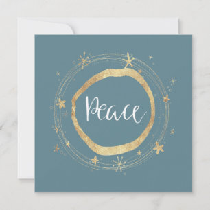Cartes Pour Fêtes Annuelles Elégant moderne Paix Ice Blue Gold Star