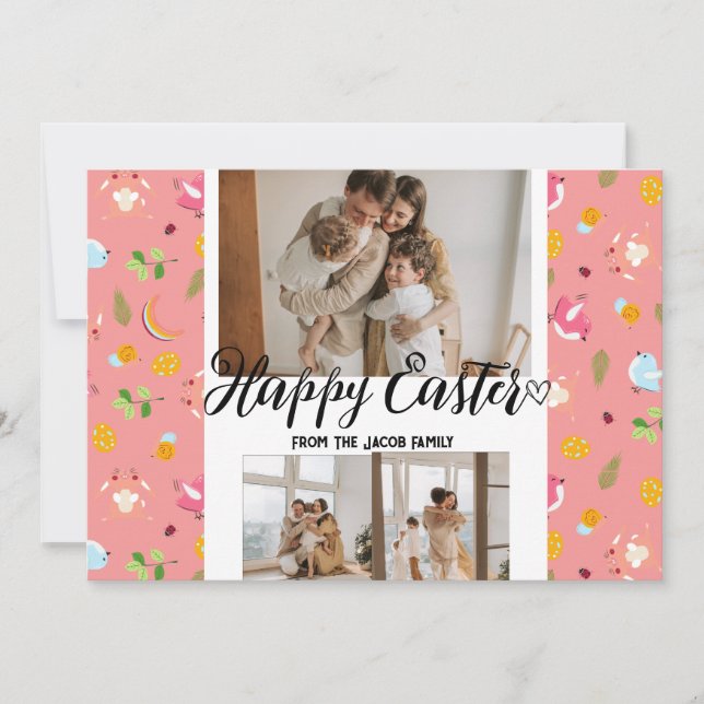 Cartes Pour Fêtes Annuelles élégant moderne Pâques, famille trois photo collag (Devant)