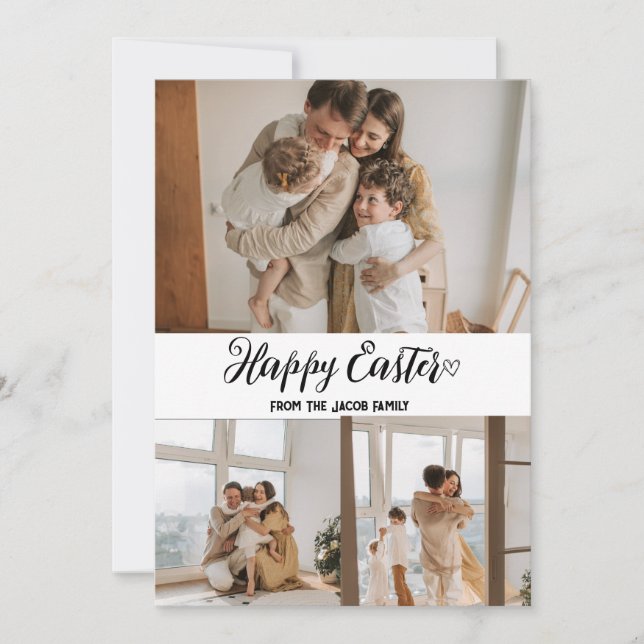 Cartes Pour Fêtes Annuelles élégant moderne Pâques, famille trois photo collag (Devant)
