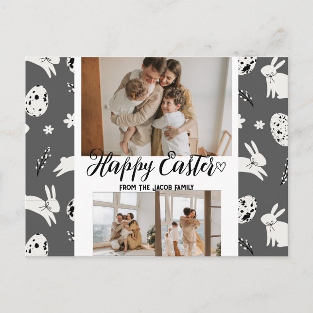 Cartes Pour Fêtes Annuelles élégant moderne Pâques, famille trois photo collag (Devant)