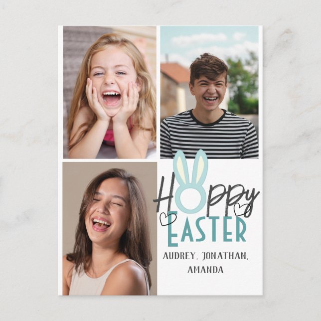 Cartes Pour Fêtes Annuelles élégant moderne Pâques, famille trois photo collag (Devant)