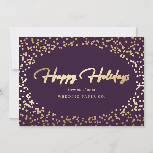 Cartes Pour Fêtes Annuelles Élégant Moderne Purple Gold Foil Script Business (Devant)