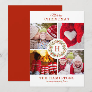 Cartes Pour Fêtes Annuelles Elégant moderne Red Cinq photo Collage de Noël