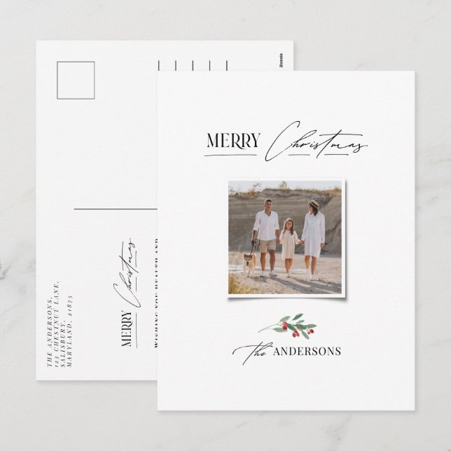 Cartes Pour Fêtes Annuelles Elégant moderne traditionnel arc rouge multi photo (Devant / Derrière)