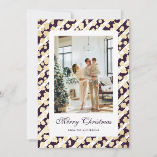 Cartes Pour Fêtes Annuelles Élégant moderne violet blanc photo Joyeux Noël