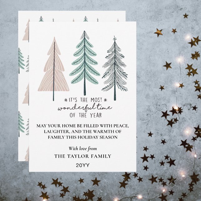Cartes Pour Fêtes Annuelles Elegant Most Wonderful Time Christmas Trees (Elegant Most Wonderful Time Christmas Trees Holiday Card
)