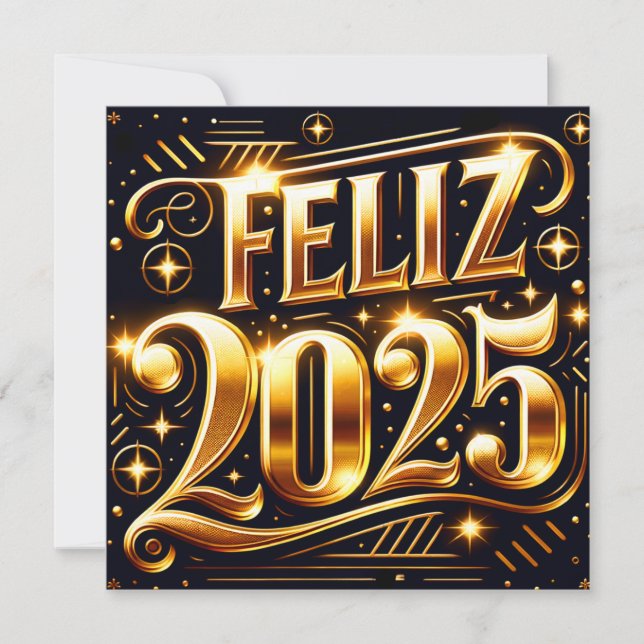 Cartes Pour Fêtes Annuelles Elegant Muy feliz Año Nuevo 2025 (Devant)