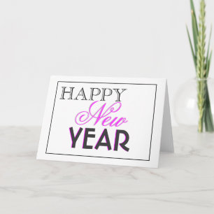 Cartes Pour Fêtes Annuelles Elegant "New Year" noir rose