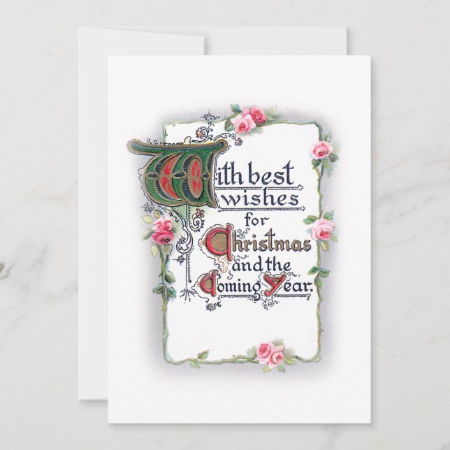 Cartes Pour Fêtes Annuelles Elégant Noël avec Roses Roses Roses Roses (Devant)