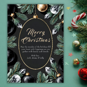 Cartes Pour Fêtes Annuelles Élégant Noël Botanique Humeur Noir et Or