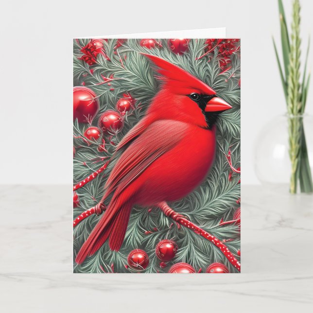 Cartes Pour Fêtes Annuelles Élégant Noël du Cardinal Rouge Vintage (Devant)