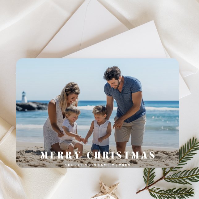 Cartes Pour Fêtes Annuelles Élégant Noël Famille Photo Phare Nautique (Créateur téléchargé)