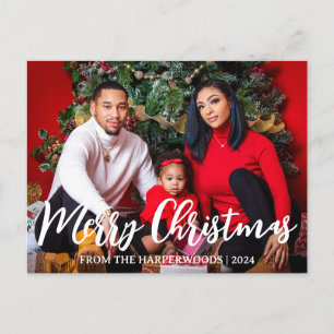 Cartes Pour Fêtes Annuelles Élégant Noël Jours fériés Script Famille Une photo