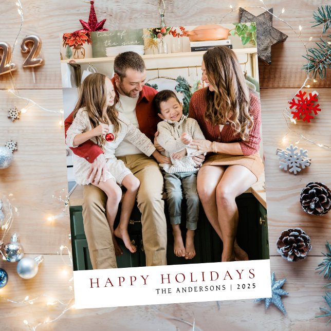 Cartes Pour Fêtes Annuelles Élégant Noël minimal | Famille moderne 1 photo (Créateur téléchargé)