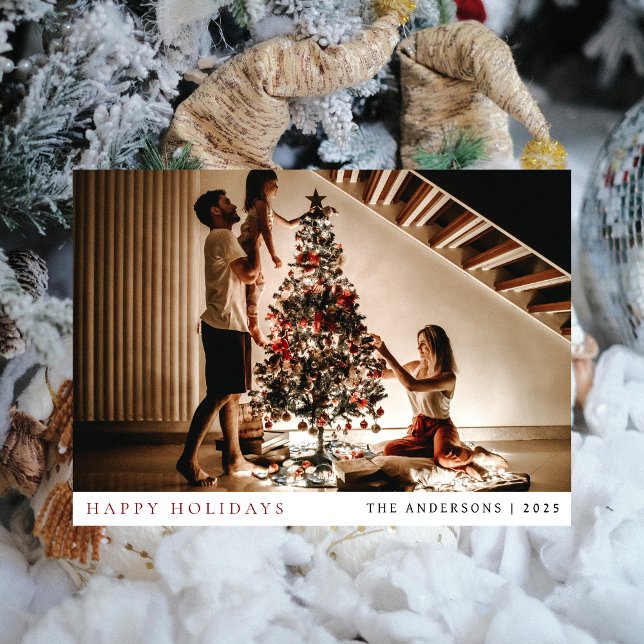 Cartes Pour Fêtes Annuelles Élégant Noël minimal | Portrait de famille moderne (Créateur téléchargé)