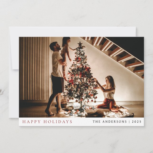 Cartes Pour Fêtes Annuelles Élégant Noël minimal | Portrait de famille moderne (Devant)