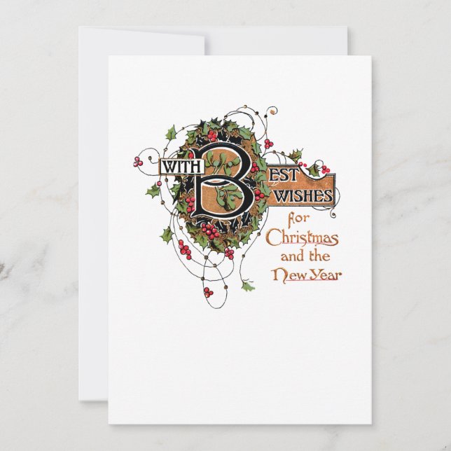 Cartes Pour Fêtes Annuelles Elégant Noël Orné avec Holly (Devant)