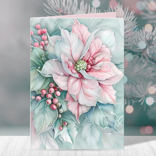 Cartes Pour Fêtes Annuelles Élégant Noël Poinsettia Floral (Créateur téléchargé)