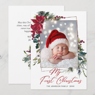 Cartes Pour Fêtes Annuelles Élégant Noël Poinsettia Photo Grey